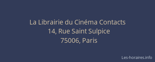 La Librairie du Cinéma Contacts