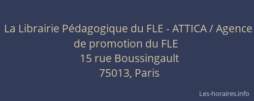 La Librairie Pédagogique du FLE - ATTICA / Agence de promotion du FLE