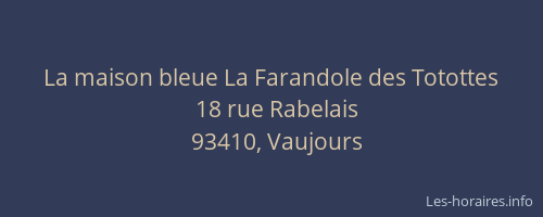 La maison bleue La Farandole des Totottes