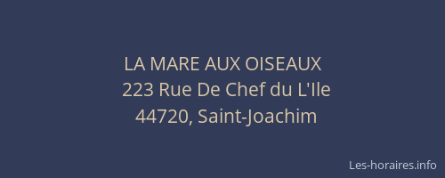 LA MARE AUX OISEAUX