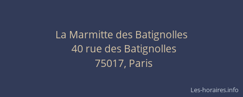 La Marmitte des Batignolles