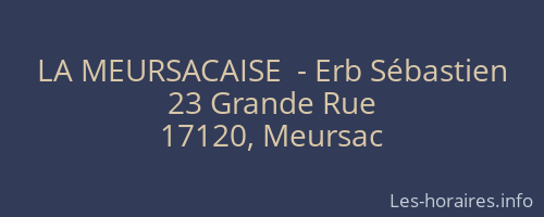 LA MEURSACAISE  - Erb Sébastien