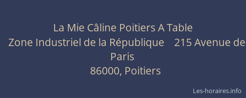 La Mie Câline Poitiers A Table