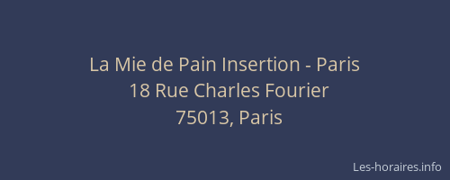 La Mie de Pain Insertion - Paris
