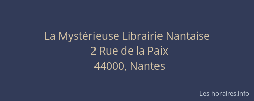 La Mystérieuse Librairie Nantaise