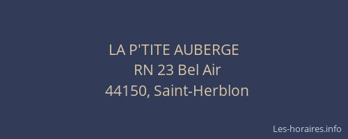 LA P'TITE AUBERGE