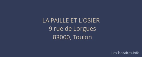 LA PAILLE ET L'OSIER