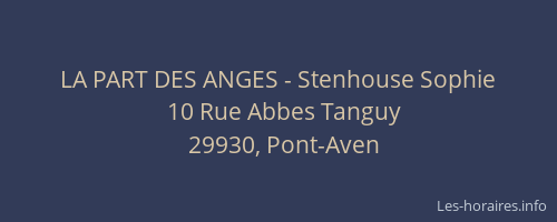 LA PART DES ANGES - Stenhouse Sophie