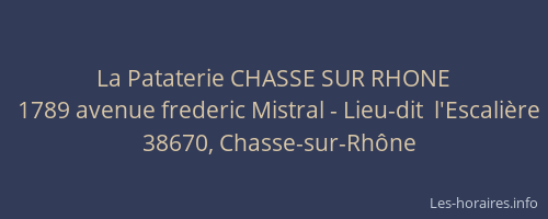La Pataterie CHASSE SUR RHONE