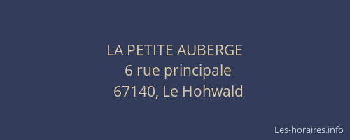 LA PETITE AUBERGE