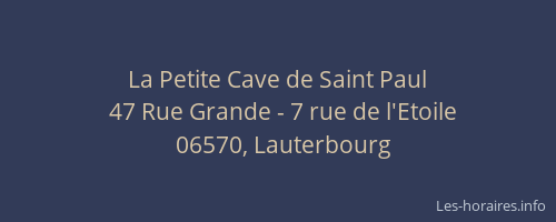 La Petite Cave de Saint Paul