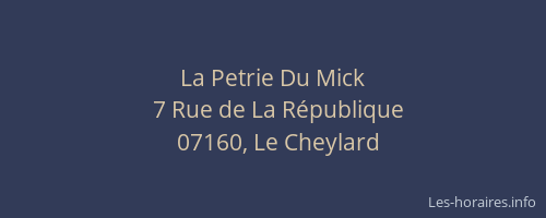 La Petrie Du Mick