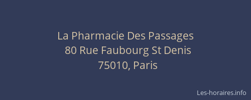 La Pharmacie Des Passages