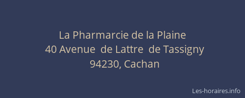 La Pharmarcie de la Plaine