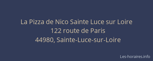 La Pizza de Nico Sainte Luce sur Loire