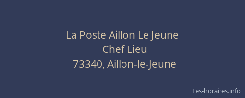 La Poste Aillon Le Jeune