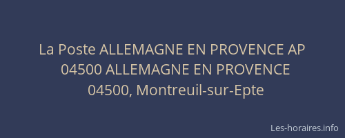 La Poste ALLEMAGNE EN PROVENCE AP