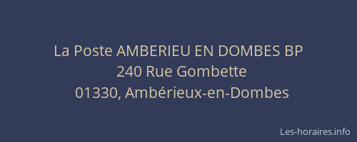 La Poste AMBERIEU EN DOMBES BP