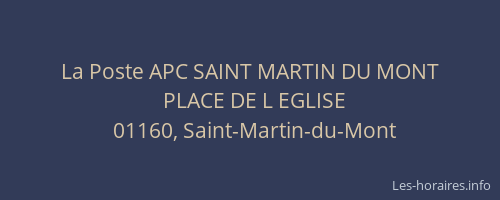 La Poste APC SAINT MARTIN DU MONT