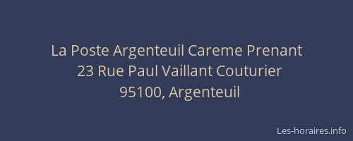 La Poste Argenteuil Careme Prenant