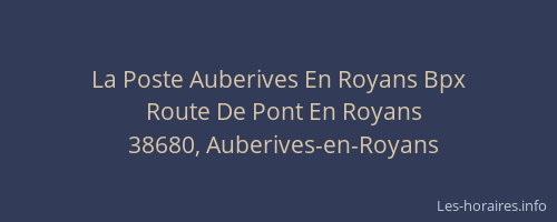 La Poste Auberives En Royans Bpx