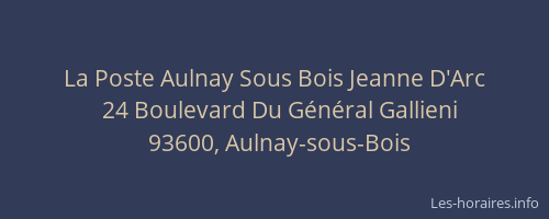 La Poste Aulnay Sous Bois Jeanne D'Arc