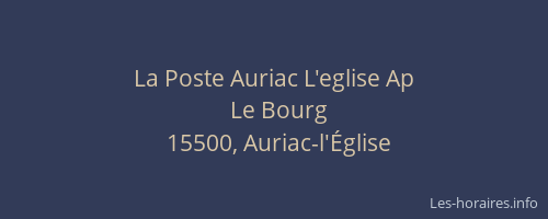 La Poste Auriac L'eglise Ap
