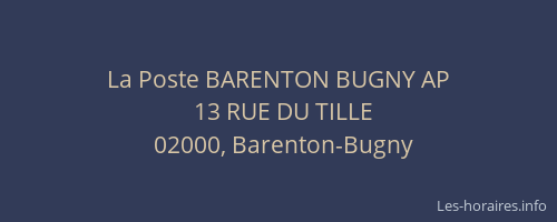 La Poste BARENTON BUGNY AP