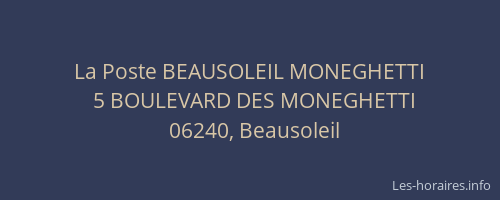 La Poste BEAUSOLEIL MONEGHETTI