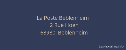 La Poste Beblenheim