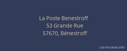 La Poste Benestroff