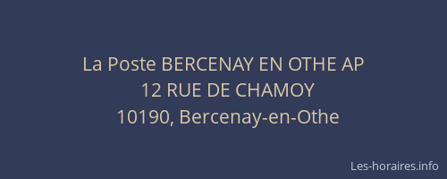 La Poste BERCENAY EN OTHE AP