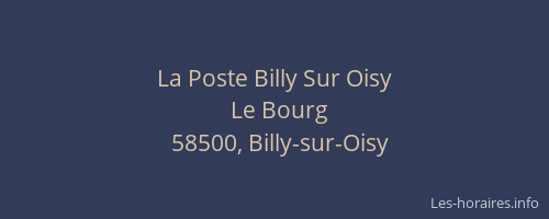 La Poste Billy Sur Oisy