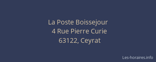 La Poste Boissejour