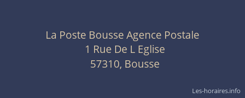 La Poste Bousse Agence Postale