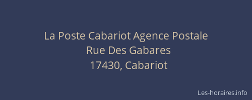 La Poste Cabariot Agence Postale