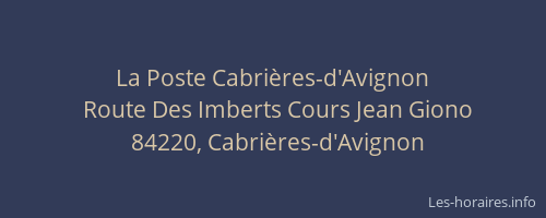 La Poste Cabri&egrave;res-d'Avignon