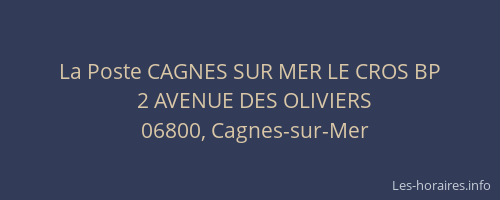 La Poste CAGNES SUR MER LE CROS BP