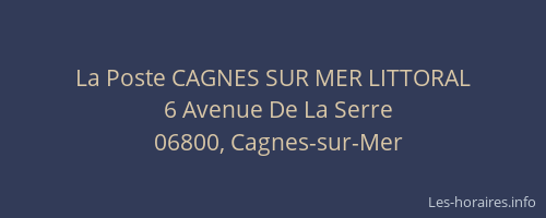La Poste CAGNES SUR MER LITTORAL
