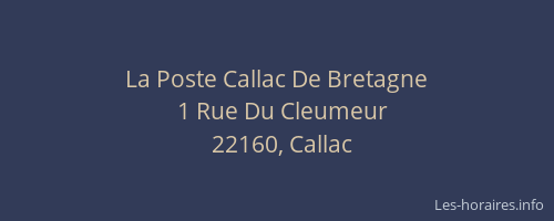 La Poste Callac De Bretagne