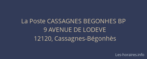 La Poste CASSAGNES BEGONHES BP