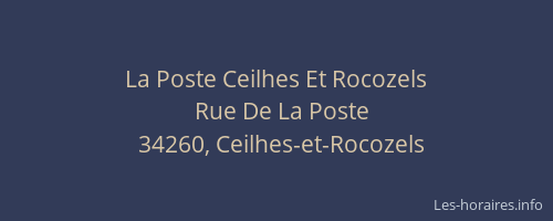 La Poste Ceilhes Et Rocozels