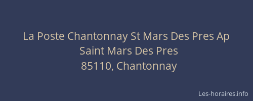 La Poste Chantonnay St Mars Des Pres Ap