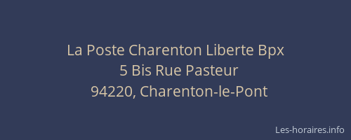 La Poste Charenton Liberte Bpx
