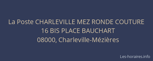La Poste CHARLEVILLE MEZ RONDE COUTURE