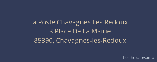 La Poste Chavagnes Les Redoux