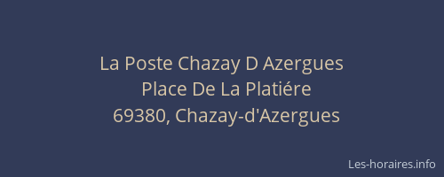 La Poste Chazay D Azergues