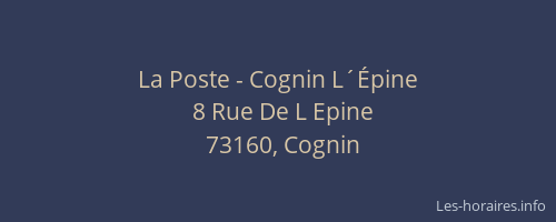 La Poste - Cognin L&acute;&Eacute;pine
