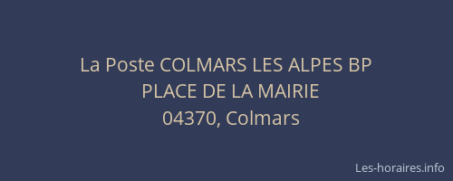 La Poste COLMARS LES ALPES BP