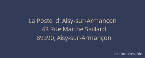 La Poste  d' Aisy-sur-Armançon
